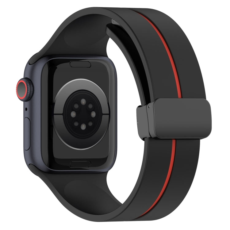 Two Color Folding Buckle Silicone Watch Band For Apple Watch 38mm(Black+Red) -  by PMC TechLife | Online Shopping South Africa | PMC TechLife