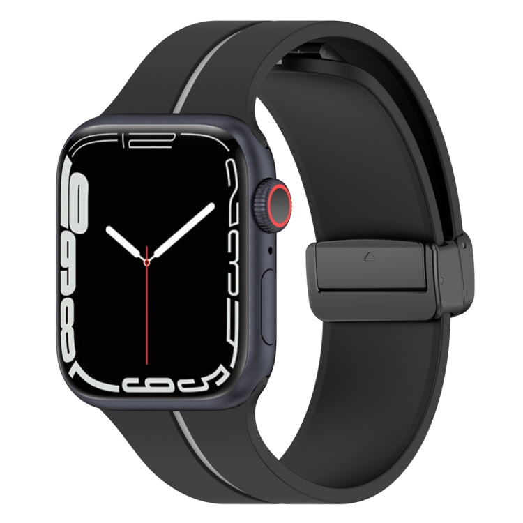 Two Color Folding Buckle Silicone Watch Band For Apple Watch 38mm(Black+Grey) -  by PMC TechLife | Online Shopping South Africa | PMC TechLife