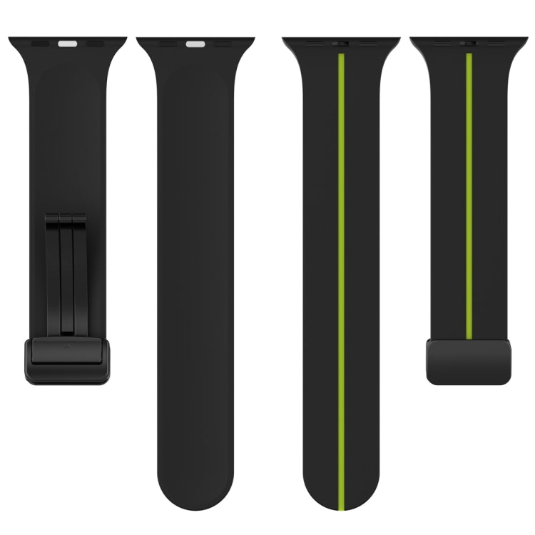Two Color Folding Buckle Silicone Watch Band For Apple Watch 38mm(Black+Lime) -  by PMC TechLife | Online Shopping South Africa | PMC TechLife