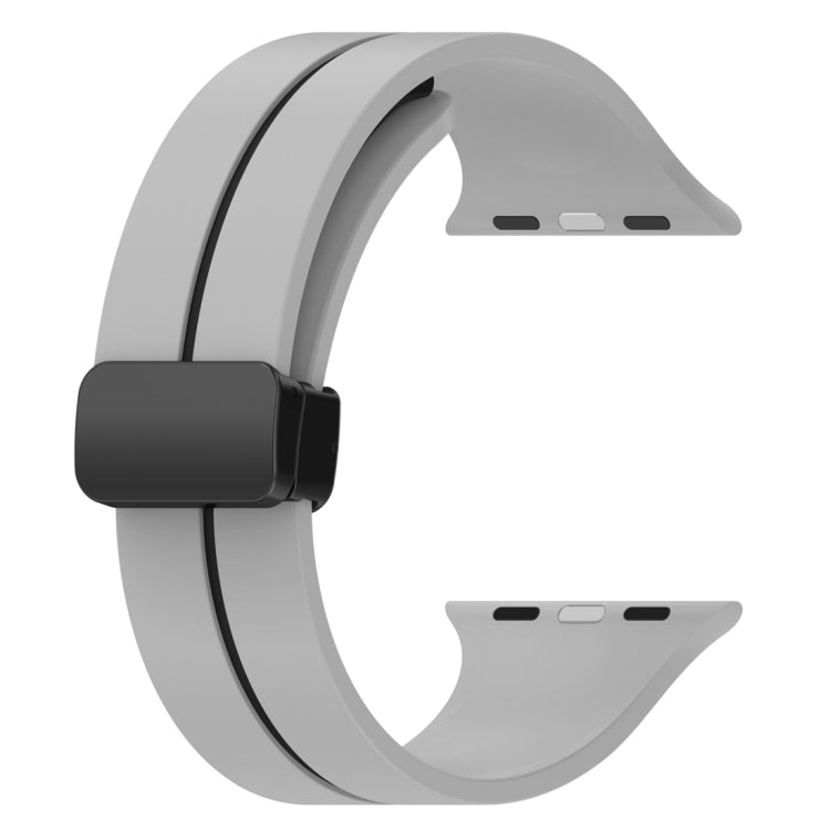 Two Color Folding Buckle Silicone Watch Band For Apple Watch 38mm(Light Grey+Black) -  by PMC TechLife | Online Shopping South Africa | PMC TechLife