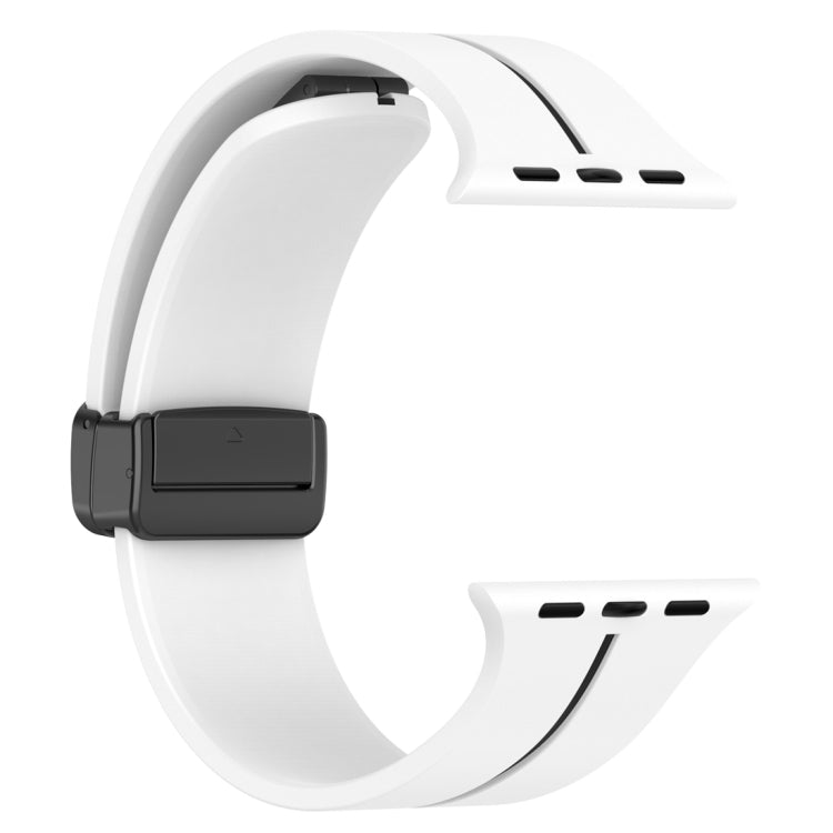 Two Color Folding Buckle Silicone Watch Band For Apple Watch 42mm(White+Black) -  by PMC TechLife | Online Shopping South Africa | PMC TechLife