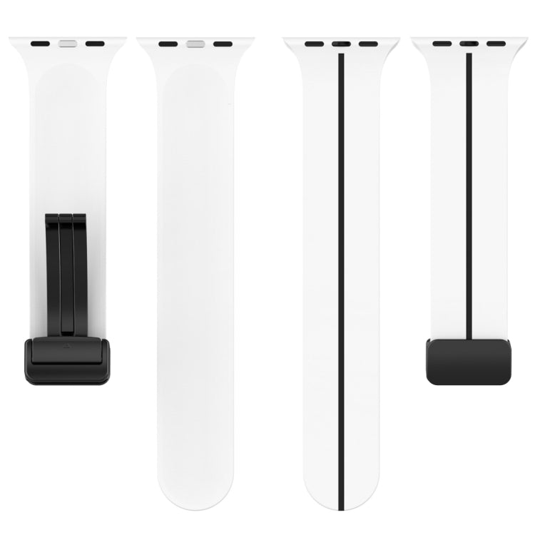 Two Color Folding Buckle Silicone Watch Band For Apple Watch 42mm(White+Black) -  by PMC TechLife | Online Shopping South Africa | PMC TechLife