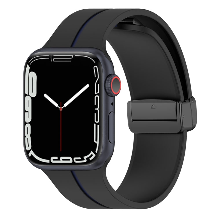 Two Color Folding Buckle Silicone Watch Band For Apple Watch 42mm(Black+Blue) -  by PMC TechLife | Online Shopping South Africa | PMC TechLife