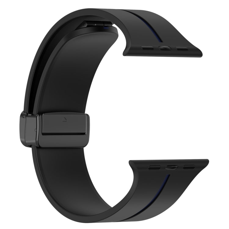 Two Color Folding Buckle Silicone Watch Band For Apple Watch 42mm(Black+Blue) -  by PMC TechLife | Online Shopping South Africa | PMC TechLife