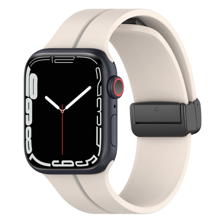 Two Color Folding Buckle Silicone Watch Band For Apple Watch 42mm(Starlight+Grey) -  by PMC TechLife | Online Shopping South Africa | PMC TechLife