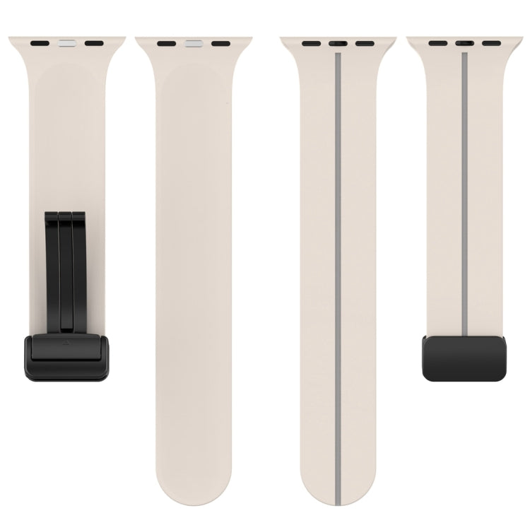 Two Color Folding Buckle Silicone Watch Band For Apple Watch 42mm(Starlight+Grey) -  by PMC TechLife | Online Shopping South Africa | PMC TechLife