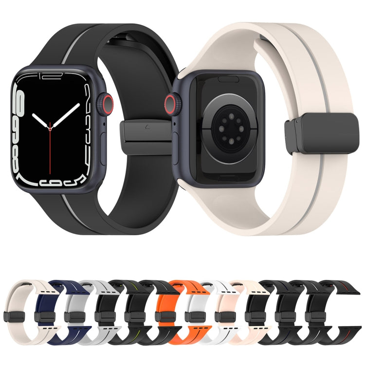 Two Color Folding Buckle Silicone Watch Band For Apple Watch 7 41mm(Black+Lime) -  by PMC TechLife | Online Shopping South Africa | PMC TechLife
