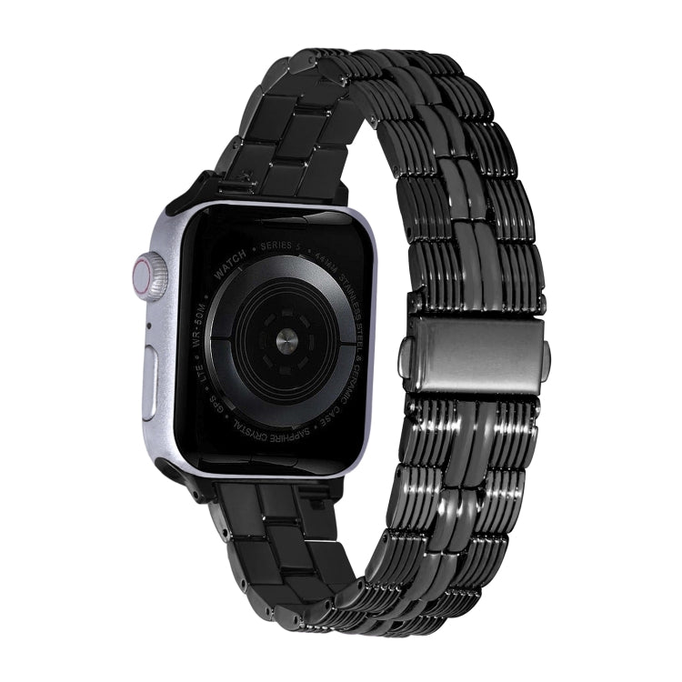 3-Beads Stripe Metal Watch Band For Apple Watch 8 45mm(Black) -  by PMC TechLife | Online Shopping South Africa | PMC TechLife