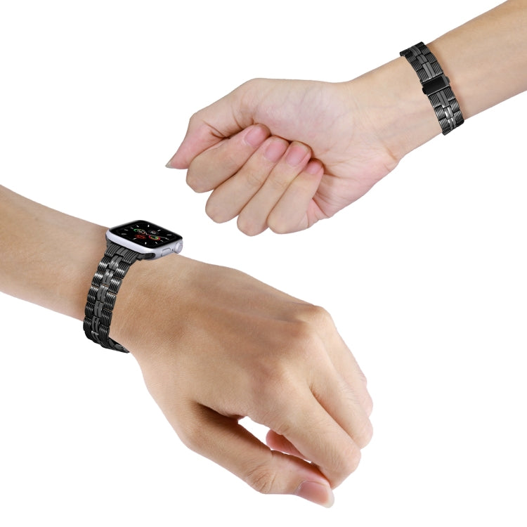 3-Beads Stripe Metal Watch Band For Apple Watch 8 45mm(Black) -  by PMC TechLife | Online Shopping South Africa | PMC TechLife