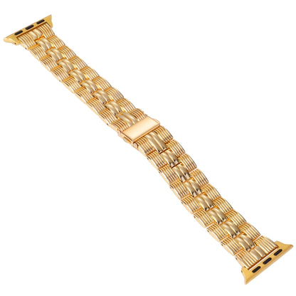 3-Beads Stripe Metal Watch Band For Apple Watch 8 45mm(Gold) -  by PMC Jewellery | Online Shopping South Africa | PMC Jewellery