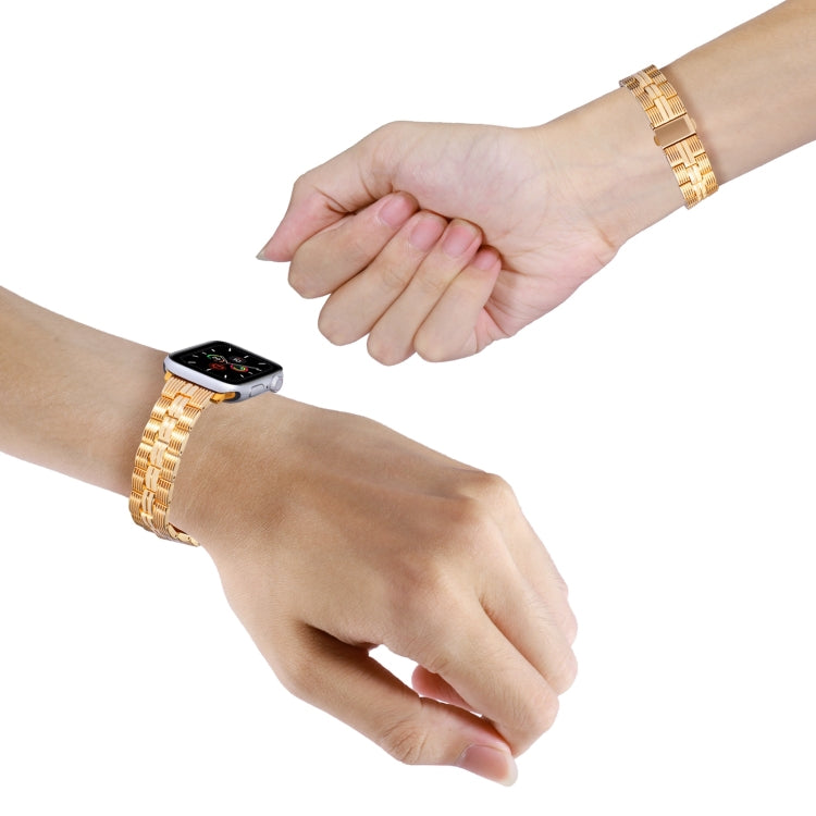3-Beads Stripe Metal Watch Band For Apple Watch 7 41mm(Gold) -  by PMC TechLife | Online Shopping South Africa | PMC TechLife