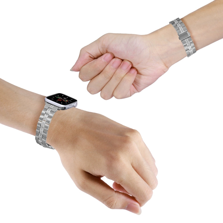 3-Beads Stripe Metal Watch Band For Apple Watch 3 38mm(Silver) -  by PMC TechLife | Online Shopping South Africa | PMC TechLife