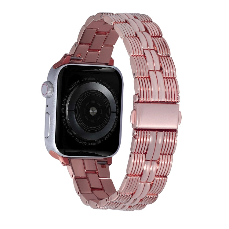 3-Beads Stripe Metal Watch Band For Apple Watch 3 42mm(Rose Pink) -  by PMC TechLife | Online Shopping South Africa | PMC TechLife