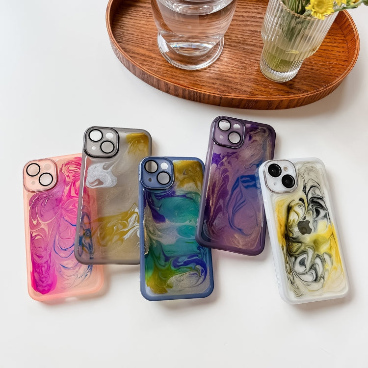 For iPhone 14 Oil Painting Electroplating TPU Phone Case(Grey) - iPhone 14 Cases by PMC TechLife | Online Shopping South Africa | PMC TechLife