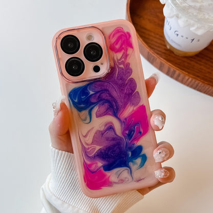 For iPhone 14 Pro Oil Painting Electroplating TPU Phone Case(Pink) - iPhone 14 Pro Cases by PMC Jewellery | Online Shopping South Africa | PMC Jewellery