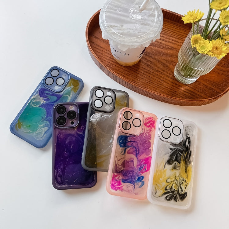 For iPhone 14 Pro Oil Painting Electroplating TPU Phone Case(Pink) - iPhone 14 Pro Cases by PMC TechLife | Online Shopping South Africa | PMC TechLife