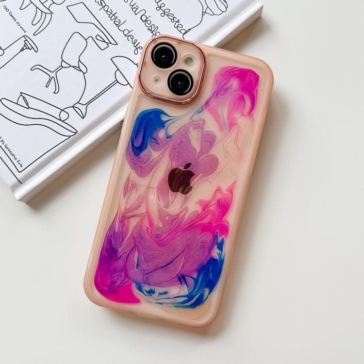 For iPhone 14 Plus Oil Painting Electroplating TPU Phone Case(Pink) - iPhone 14 Plus Cases by PMC Jewellery | Online Shopping South Africa | PMC Jewellery