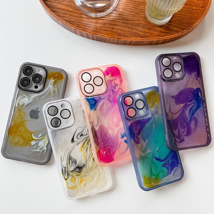 For iPhone 14 Pro Max Oil Painting Electroplating TPU Phone Case(White) - iPhone 14 Pro Max Cases by PMC TechLife | Online Shopping South Africa | PMC TechLife