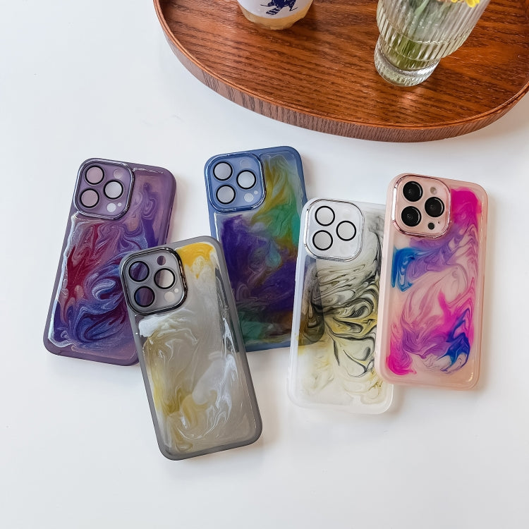 For iPhone 13 Pro Oil Painting Electroplating TPU Phone Case(White) - iPhone 13 Pro Cases by PMC TechLife | Online Shopping South Africa | PMC TechLife