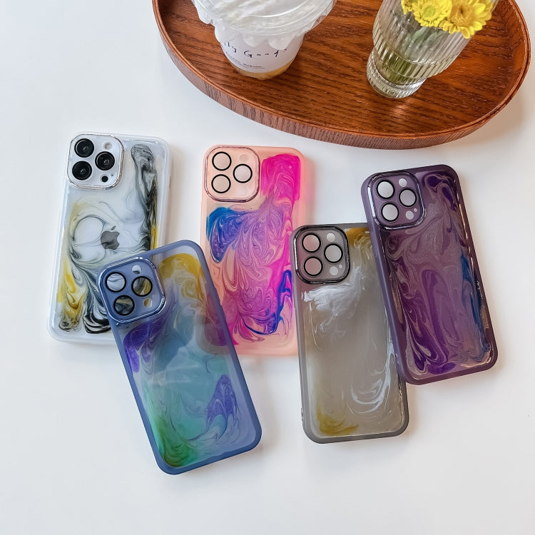 For iPhone 13 Pro Max Oil Painting Electroplating TPU Phone Case(Grey) - iPhone 13 Pro Max Cases by PMC TechLife | Online Shopping South Africa | PMC TechLife