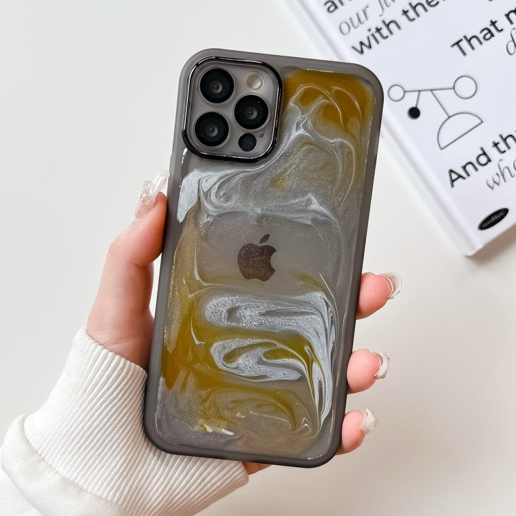 For iPhone 12 Pro Oil Painting Electroplating TPU Phone Case(Grey) - iPhone 12 / 12 Pro Cases by PMC Jewellery | Online Shopping South Africa | PMC Jewellery