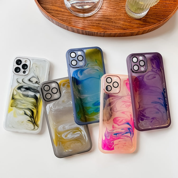 For iPhone 12 Pro Oil Painting Electroplating TPU Phone Case(Purple) - iPhone 12 / 12 Pro Cases by PMC TechLife | Online Shopping South Africa | PMC TechLife