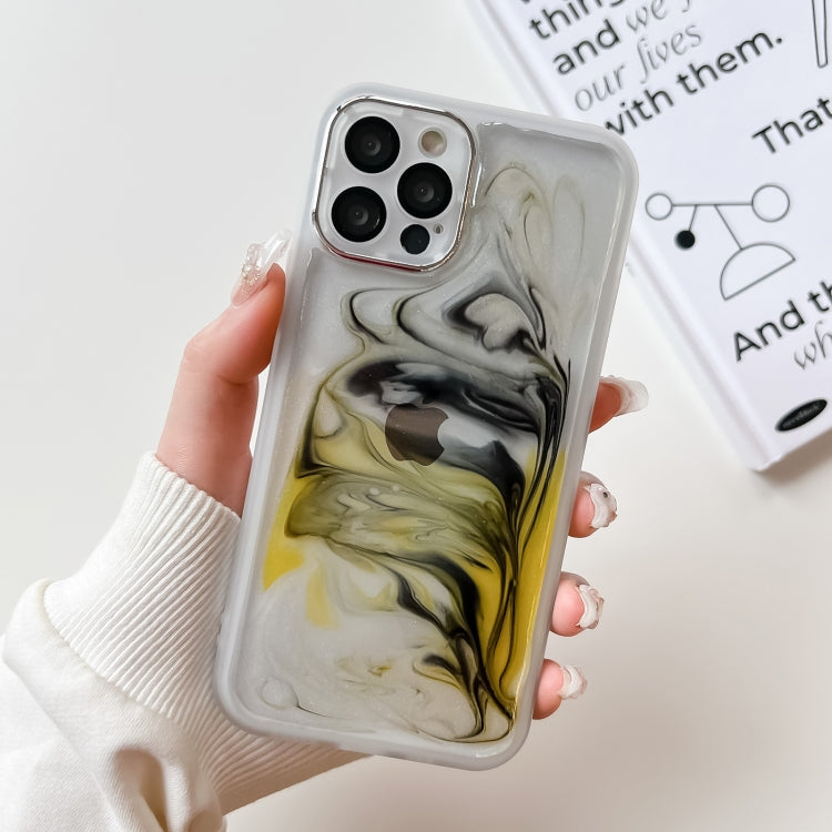 For iPhone 12 Pro Oil Painting Electroplating TPU Phone Case(White) - iPhone 12 / 12 Pro Cases by PMC Jewellery | Online Shopping South Africa | PMC Jewellery