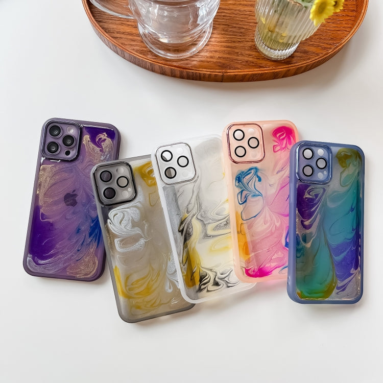 For iPhone 12 Pro Max Oil Painting Electroplating TPU Phone Case(White) - iPhone 12 Pro Max Cases by PMC TechLife | Online Shopping South Africa | PMC TechLife