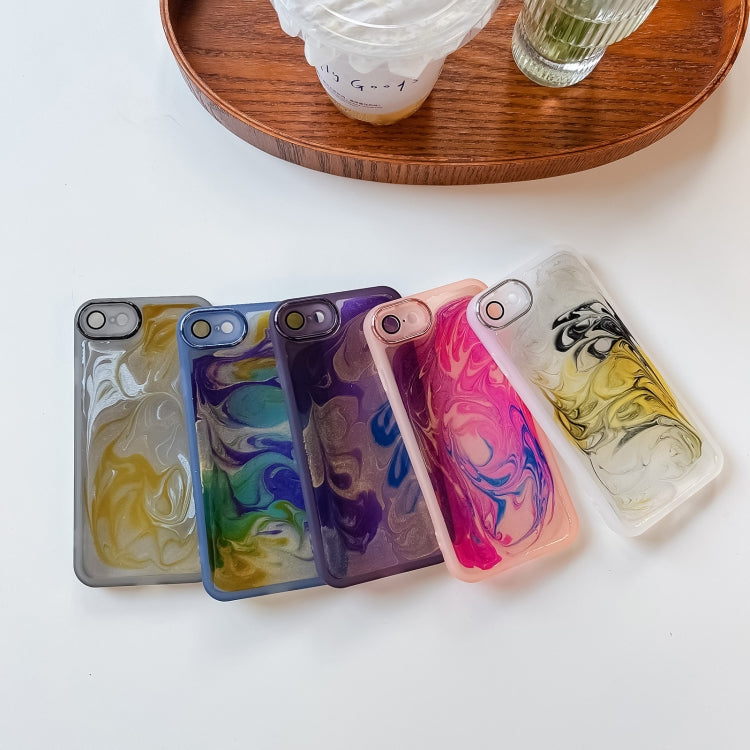 For iPhone SE 2022/2020 / 8 / 7 Oil Painting Electroplating TPU Phone Case(Blue) - iPhone SE 2022 / 2020 / 8 / 7 Cases by PMC TechLife | Online Shopping South Africa | PMC TechLife