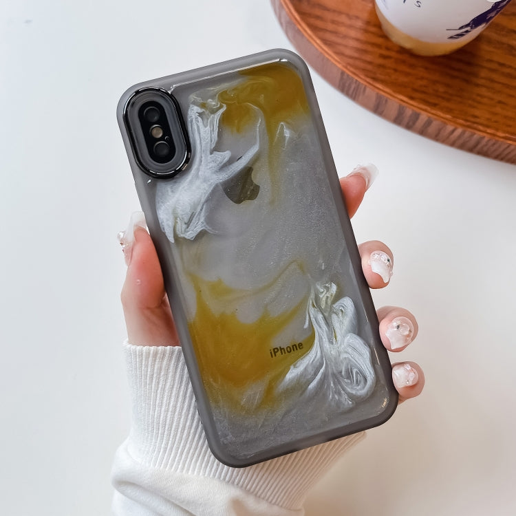 For iPhone X / XS Oil Painting Electroplating TPU Phone Case(Grey) - More iPhone Cases by PMC TechLife | Online Shopping South Africa | PMC TechLife