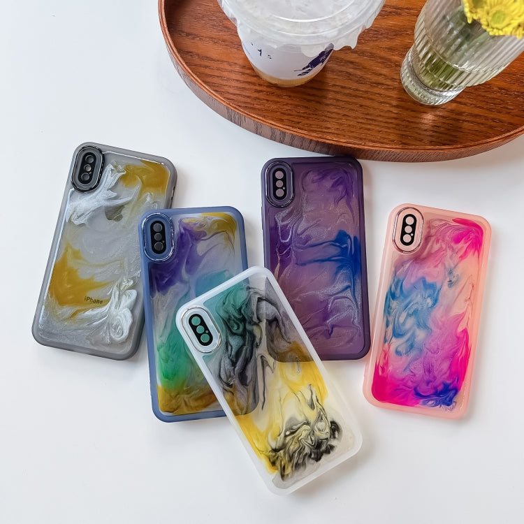 For iPhone X / XS Oil Painting Electroplating TPU Phone Case(Grey) - More iPhone Cases by PMC TechLife | Online Shopping South Africa | PMC TechLife