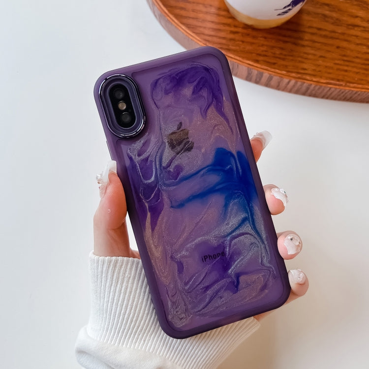 For iPhone X / XS Oil Painting Electroplating TPU Phone Case(Purple) - More iPhone Cases by PMC Jewellery | Online Shopping South Africa | PMC Jewellery