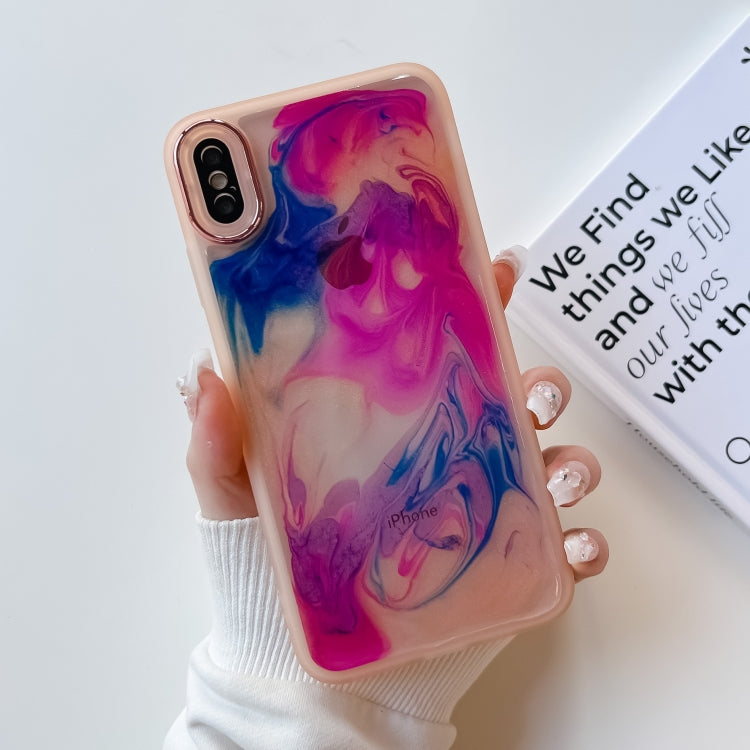 For iPhone XS Max Oil Painting Electroplating TPU Phone Case(Pink) - More iPhone Cases by PMC Jewellery | Online Shopping South Africa | PMC Jewellery