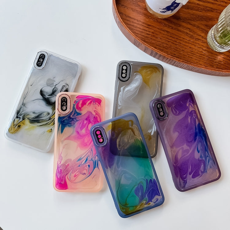 For iPhone XS Max Oil Painting Electroplating TPU Phone Case(White) - More iPhone Cases by PMC TechLife | Online Shopping South Africa | PMC TechLife