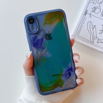 For iPhone XR Oil Painting Electroplating TPU Phone Case(Blue) - More iPhone Cases by PMC Jewellery | Online Shopping South Africa | PMC Jewellery