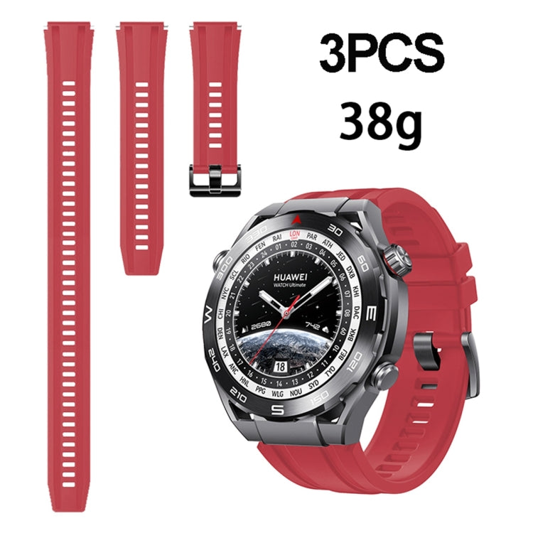 3pcs Longer Style For Huawei Watch Ultimate Silicone Replacement Watch Band(Red) -  by PMC Jewellery | Online Shopping South Africa | PMC Jewellery