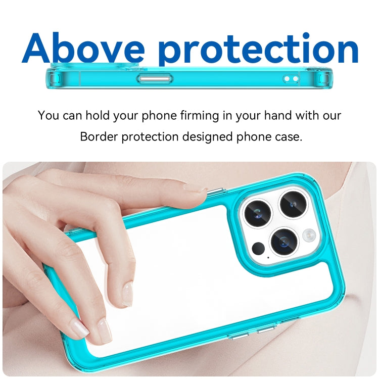 For iPhone 15 Pro Colorful Series Acrylic + TPU Phone Case(Transparent Blue) - iPhone 15 Pro Cases by PMC TechLife | Online Shopping South Africa | PMC TechLife