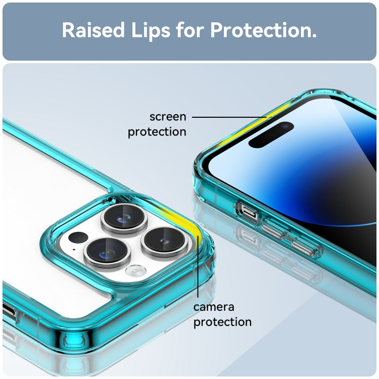 For iPhone 15 Pro Colorful Series Acrylic + TPU Phone Case(Transparent Blue) - iPhone 15 Pro Cases by PMC TechLife | Online Shopping South Africa | PMC TechLife