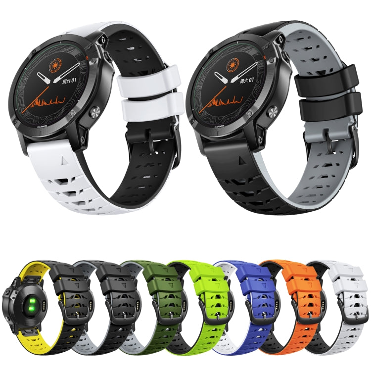 For Garmin Fenix 7 22mm Trapezoidal Quick Release Silicone Watch Band(Army Green Grey) -  by PMC TechLife | Online Shopping South Africa | PMC TechLife