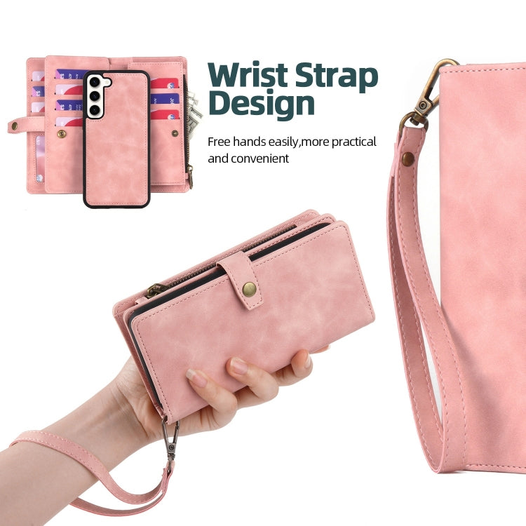 For Samsung Galaxy S20+ Zipper Wallet Detachable MagSafe Leather Phone Case(Pink) - Galaxy Phone Cases by PMC TechLife | Online Shopping South Africa | PMC TechLife