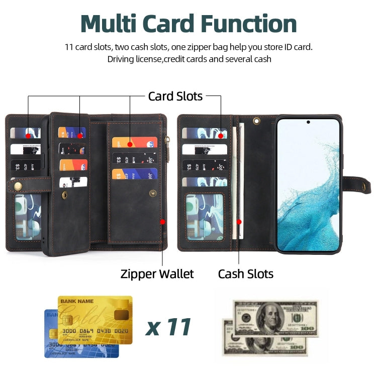 For Samsung Galaxy S20+ Zipper Wallet Detachable MagSafe Leather Phone Case(Black) - Galaxy Phone Cases by PMC TechLife | Online Shopping South Africa | PMC TechLife