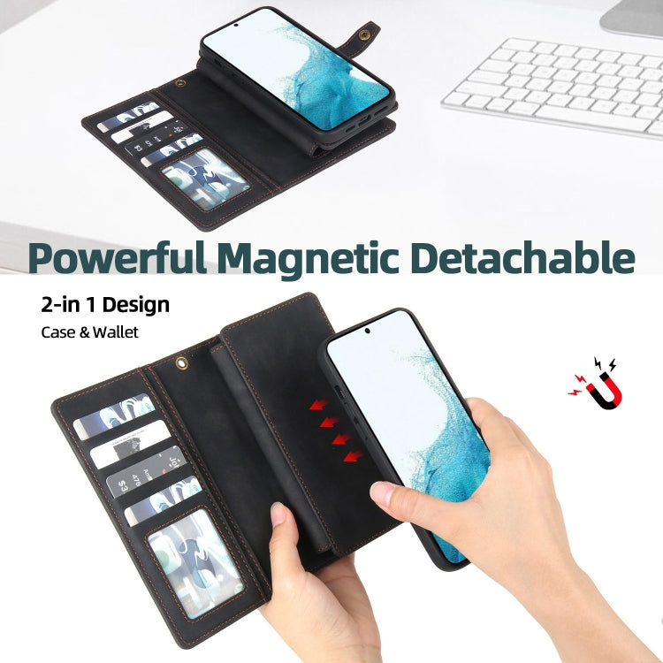 For Samsung Galaxy S20+ Zipper Wallet Detachable MagSafe Leather Phone Case(Black) - Galaxy Phone Cases by PMC TechLife | Online Shopping South Africa | PMC TechLife