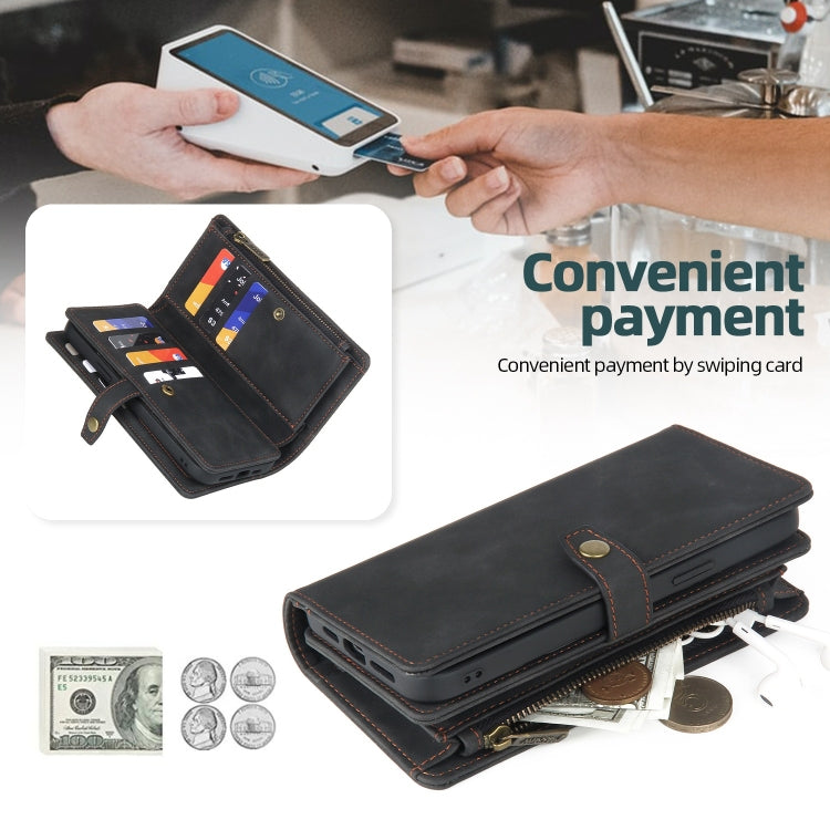 For Samsung Galaxy S20+ Zipper Wallet Detachable MagSafe Leather Phone Case(Black) - Galaxy Phone Cases by PMC TechLife | Online Shopping South Africa | PMC TechLife