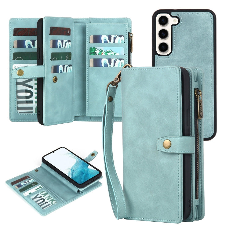 For Samsung Galaxy S10 Zipper Wallet Detachable MagSafe Leather Phone Case(Blue) - Galaxy Phone Cases by PMC TechLife | Online Shopping South Africa | PMC TechLife