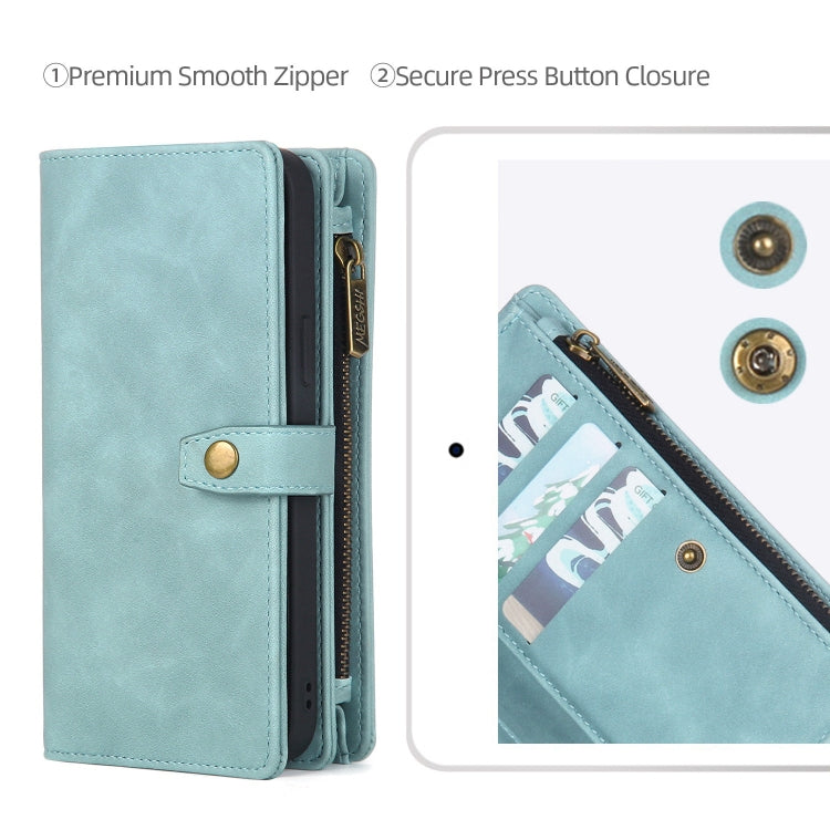 For Samsung Galaxy S10 Zipper Wallet Detachable MagSafe Leather Phone Case(Blue) - Galaxy Phone Cases by PMC TechLife | Online Shopping South Africa | PMC TechLife