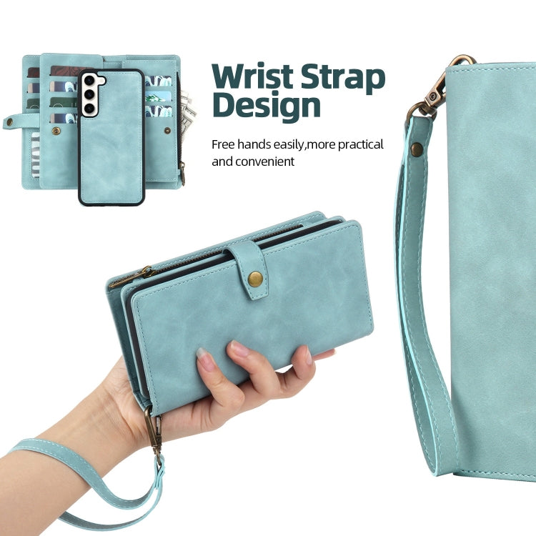 For Samsung Galaxy S10 Zipper Wallet Detachable MagSafe Leather Phone Case(Blue) - Galaxy Phone Cases by PMC TechLife | Online Shopping South Africa | PMC TechLife