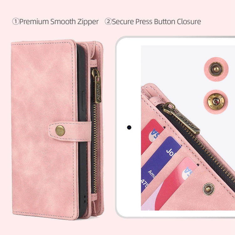For Samsung Galaxy A70 Zipper Wallet Magnetic Detachable Leather Phone Case(Pink) - free shipping - PMC TechLife - Order now!