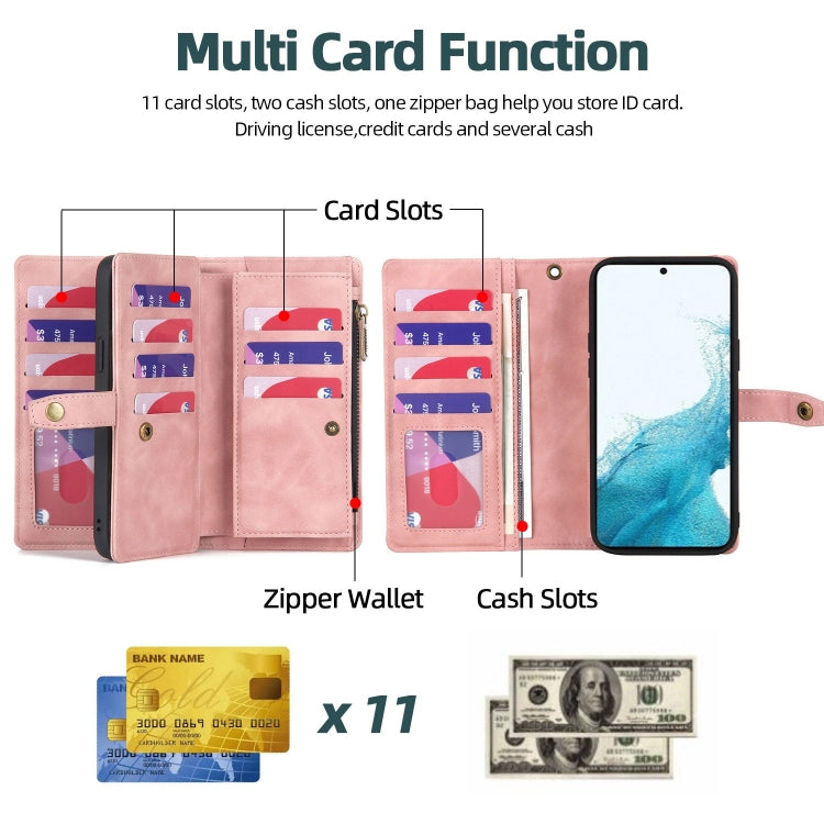 For Samsung Galaxy A70 Zipper Wallet Magnetic Detachable Leather Phone Case(Pink) - free shipping - PMC TechLife - Order now!
