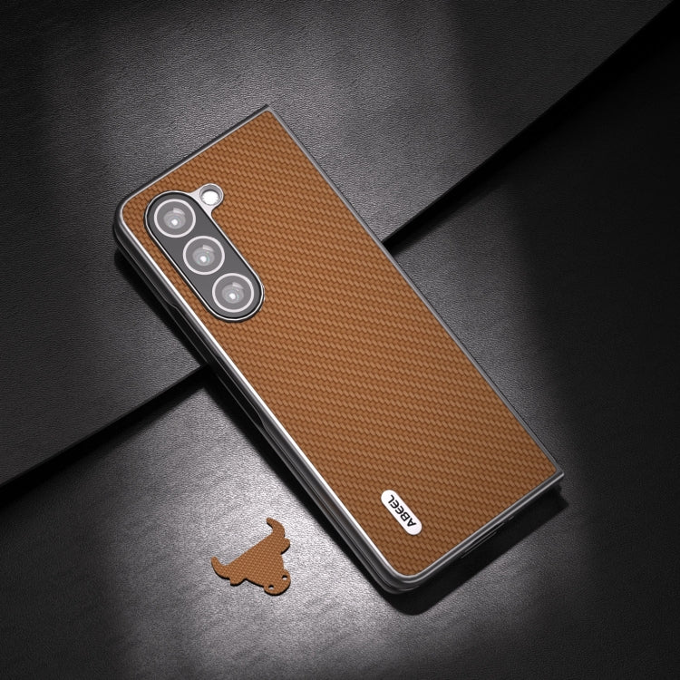 For Samsung Galaxy Z Fold5 ABEEL Carbon Fiber Texture Protective Phone Case(Light Brown) - free shipping - PMC TechLife - Order now!