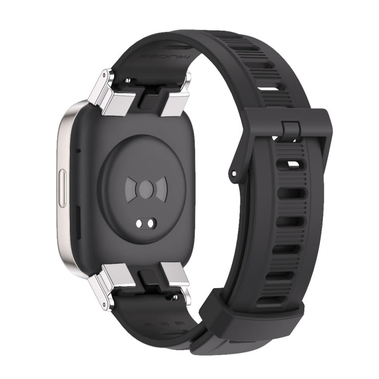 For Redmi Watch 3 Mijobs Flat Hole Breathable TPU Watch Band(Black+Silver) - Watch Bands by MIJOBS | Online Shopping South Africa | PMC TechLife | Buy Now Pay Later Mobicred